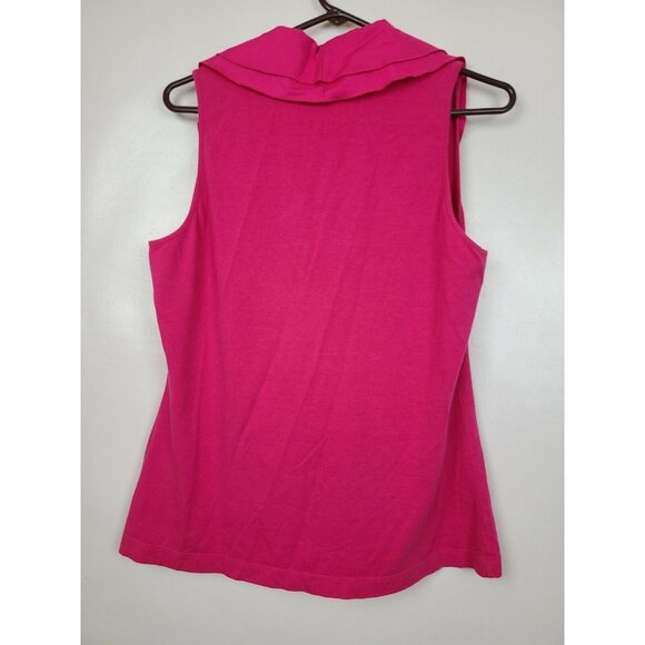 Nexx New York Womens Top Size Large Pink Sleeveless Ruffle Neck Blouse Casual - Picture 4 of 9
